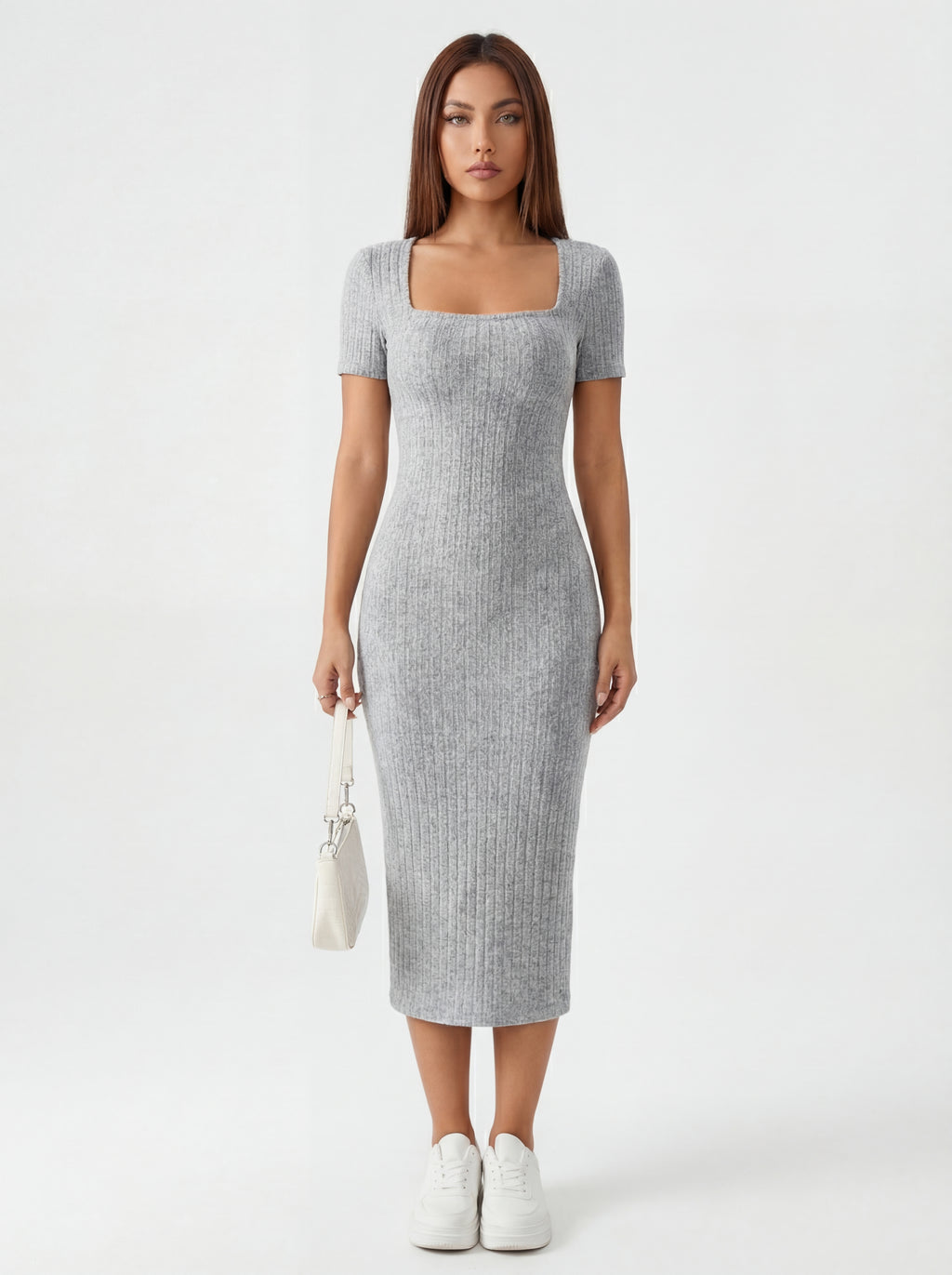 VESTIDO VALERIA DE PUNTO CON CUELLO CUADRADO