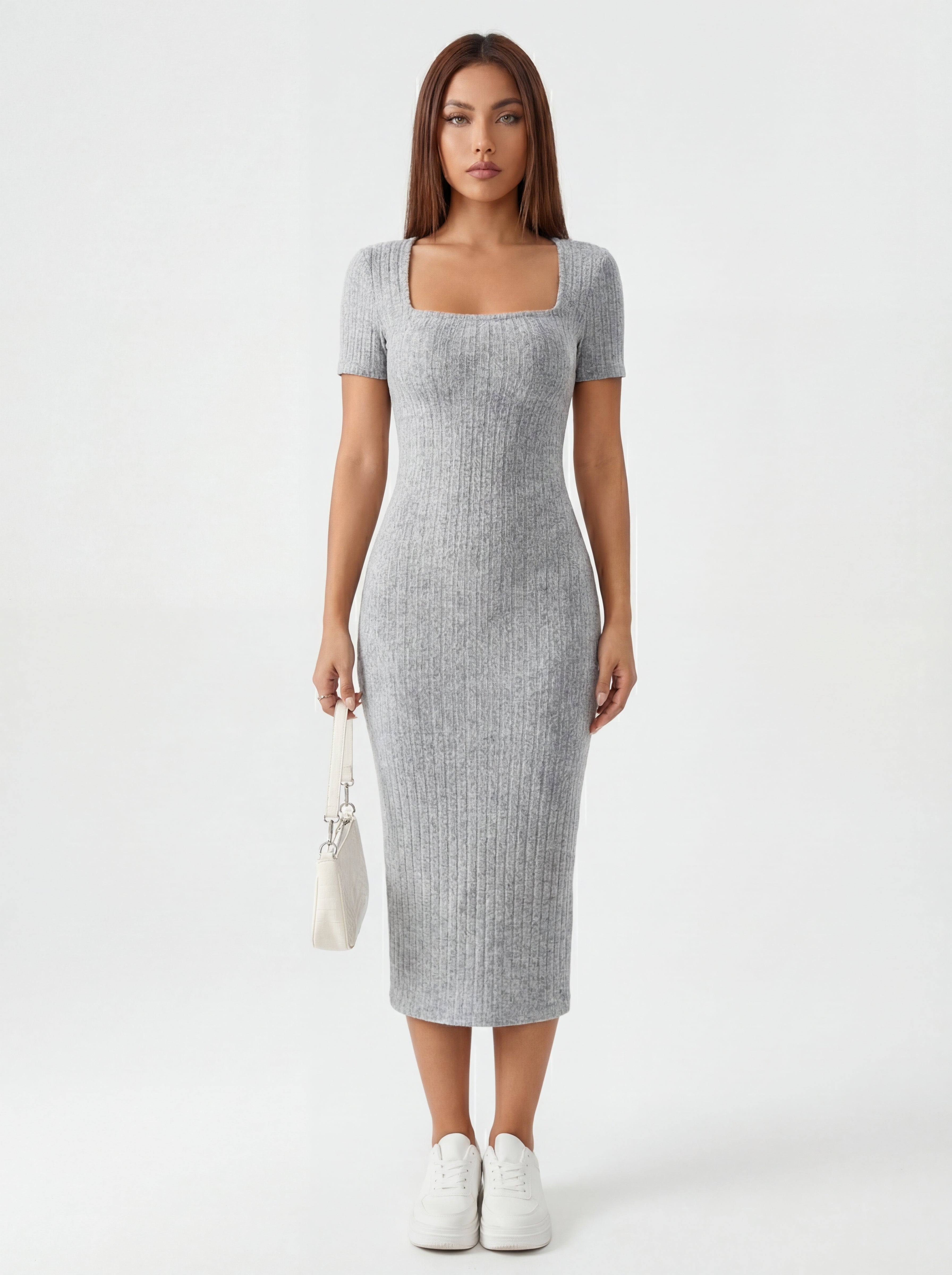 VESTIDO VALERIA DE PUNTO CON CUELLO CUADRADO