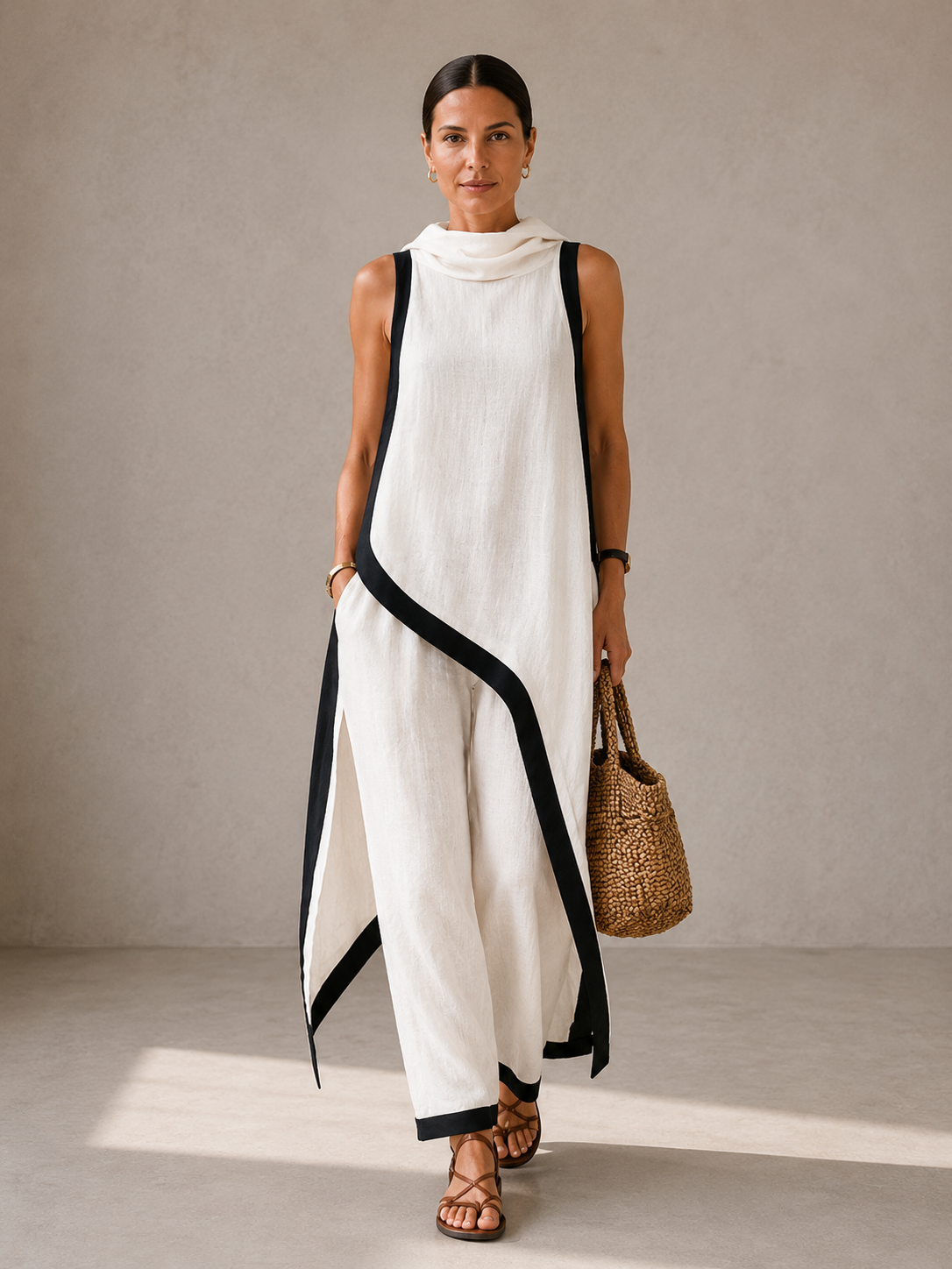 NADIA CONJUNTO EFECTO LINO ATEMPORAL CON DISEÑO MINIMALISTA