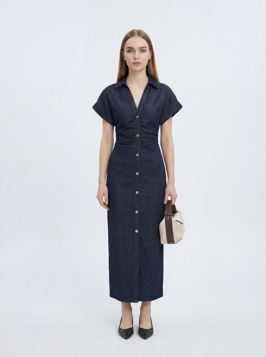 VESTIDO VALERIA DE MEZCLILLA CON CREMALLERA Y CINTURA