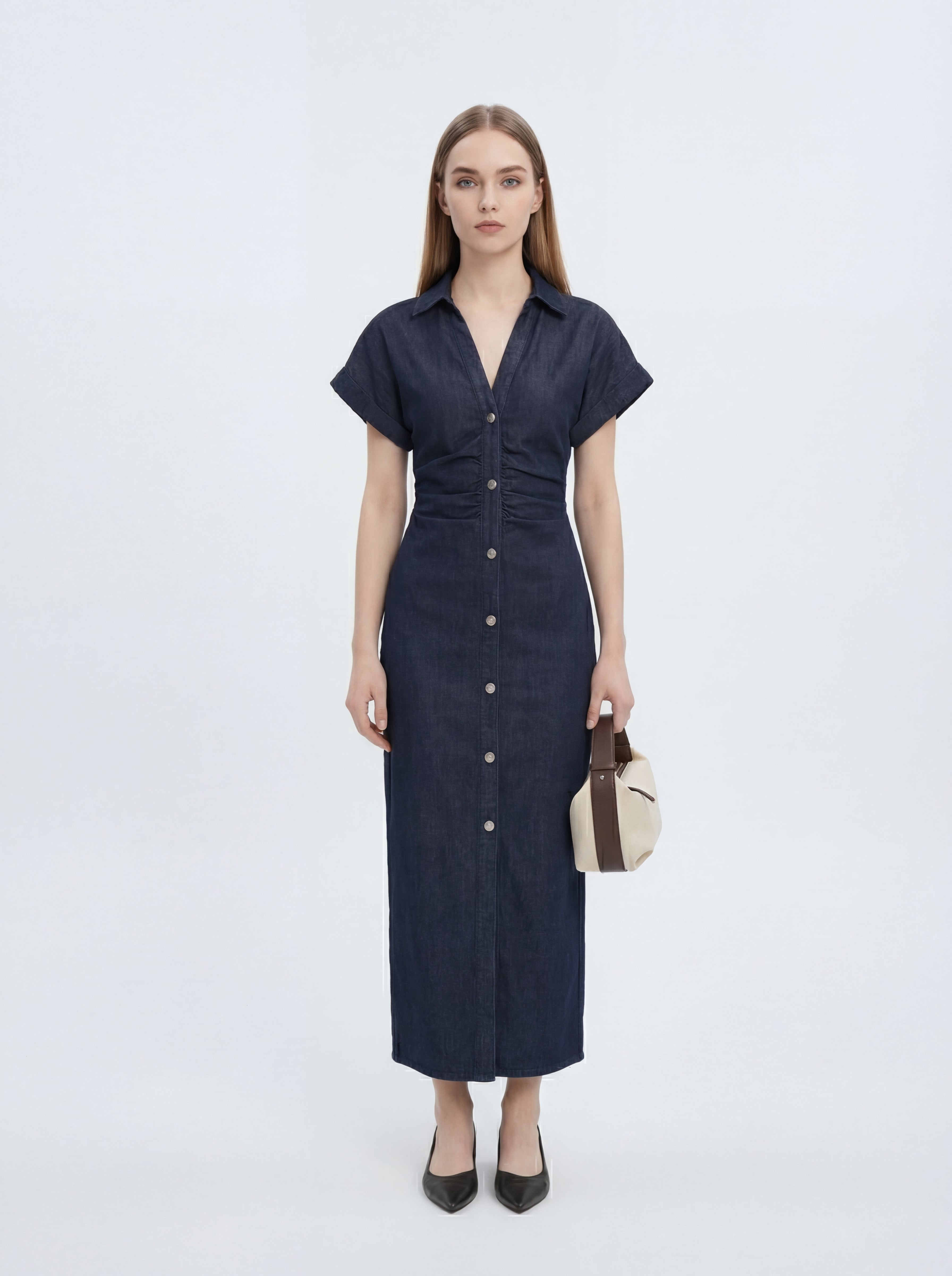 VESTIDO VALERIA DE MEZCLILLA CON CREMALLERA Y CINTURA