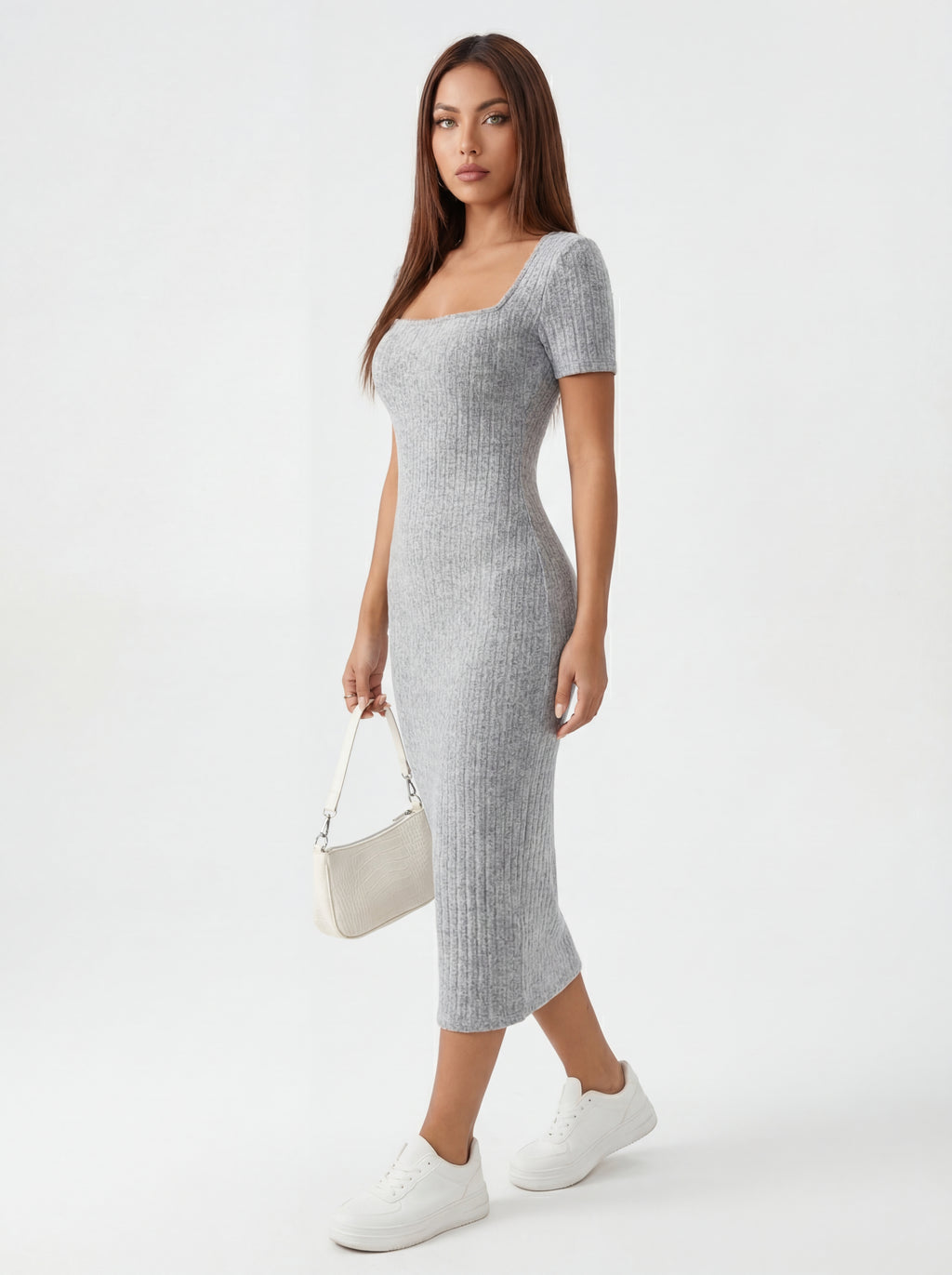 VESTIDO VALERIA DE PUNTO CON CUELLO CUADRADO