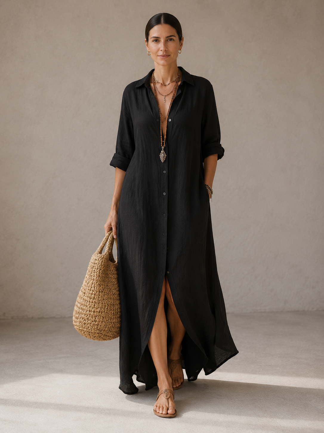 WILLOW | Vestido largo sin esfuerzo, silueta favorecedora, versátil para el día a día.