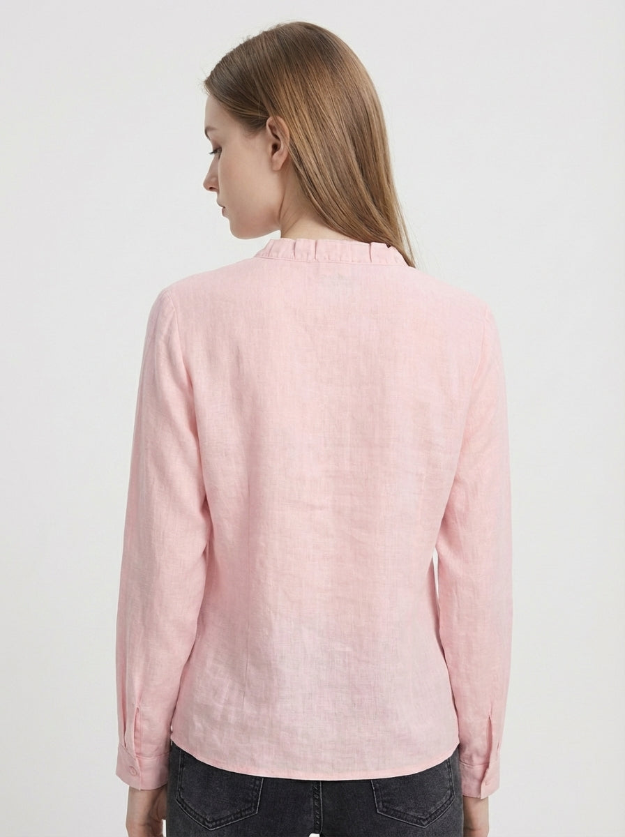 BLUSA AMARA DE CUELLO EN V CON VOLANTES