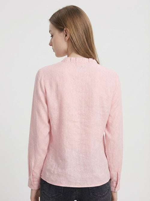 BLUSA AMARA DE CUELLO EN V CON VOLANTES