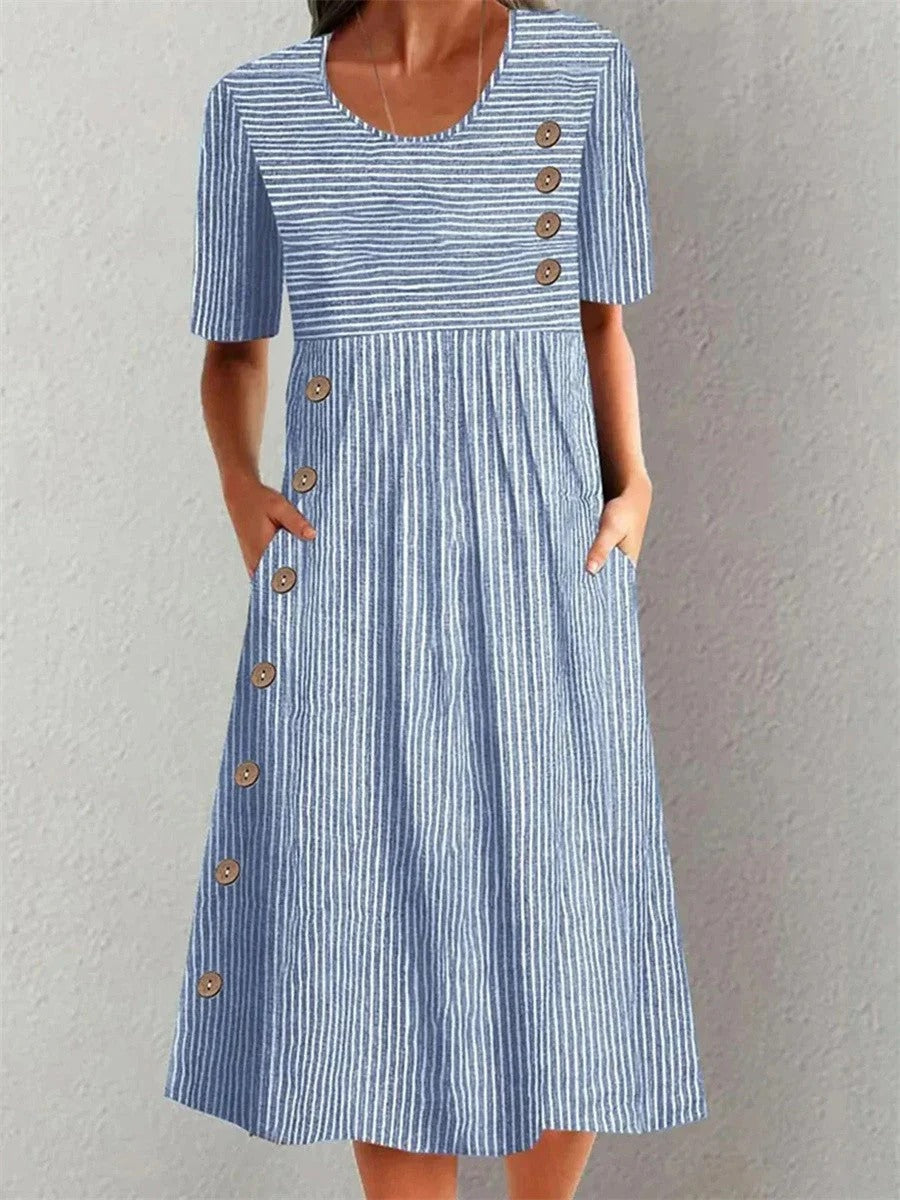 ASHLEY™ | VESTIDO MIDI A RAYAS