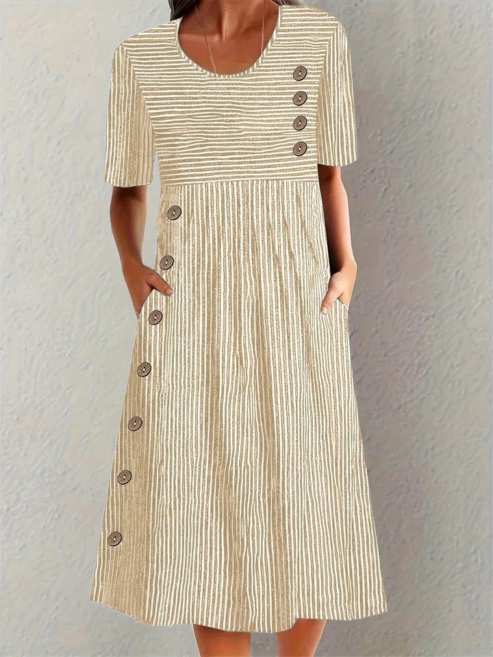 ASHLEY™ | VESTIDO MIDI A RAYAS