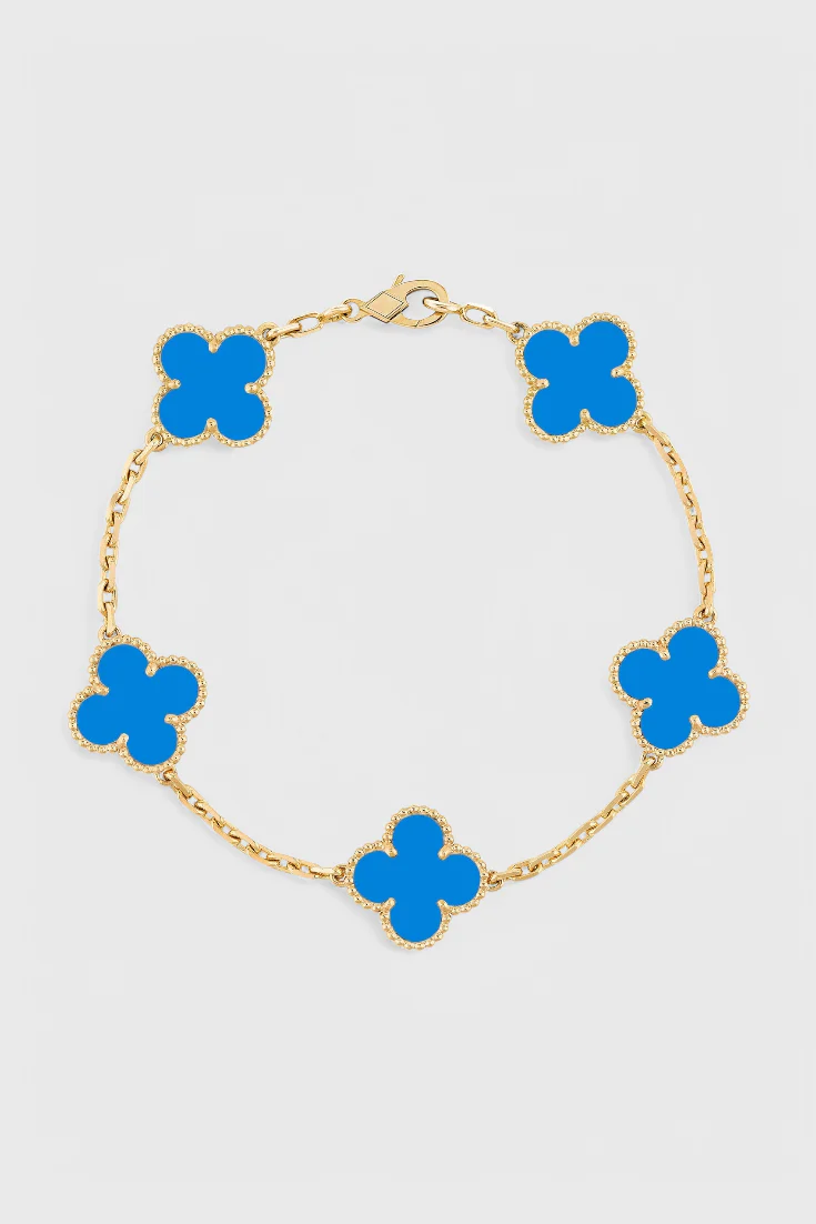 Pulsera con Motivo de Trébol y Elegancia Baño de Oro