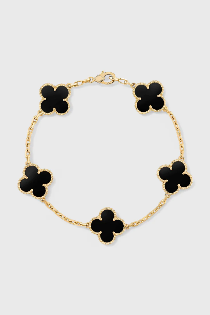 Pulsera con Motivo de Trébol y Elegancia Baño de Oro