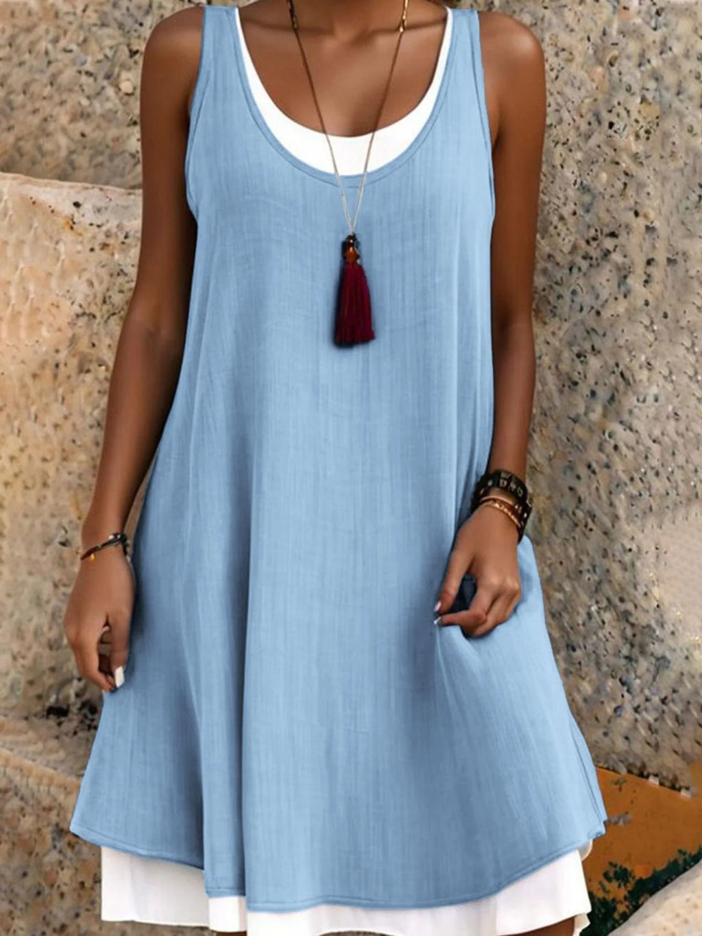 MARIA | VESTIDO VERANIEGO DE CAPAS SIN TIRANTES