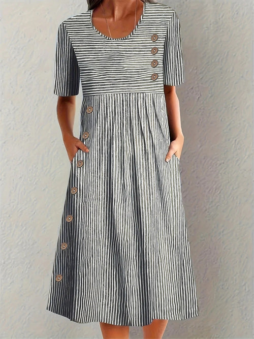 ASHLEY™ | VESTIDO MIDI A RAYAS