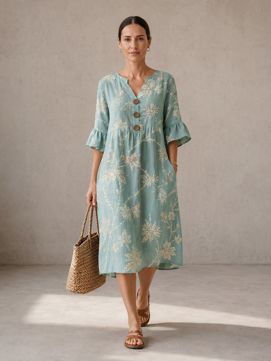 VESTIDO INFORMAL DE MUJER CON ESTAMPADO FLORAL