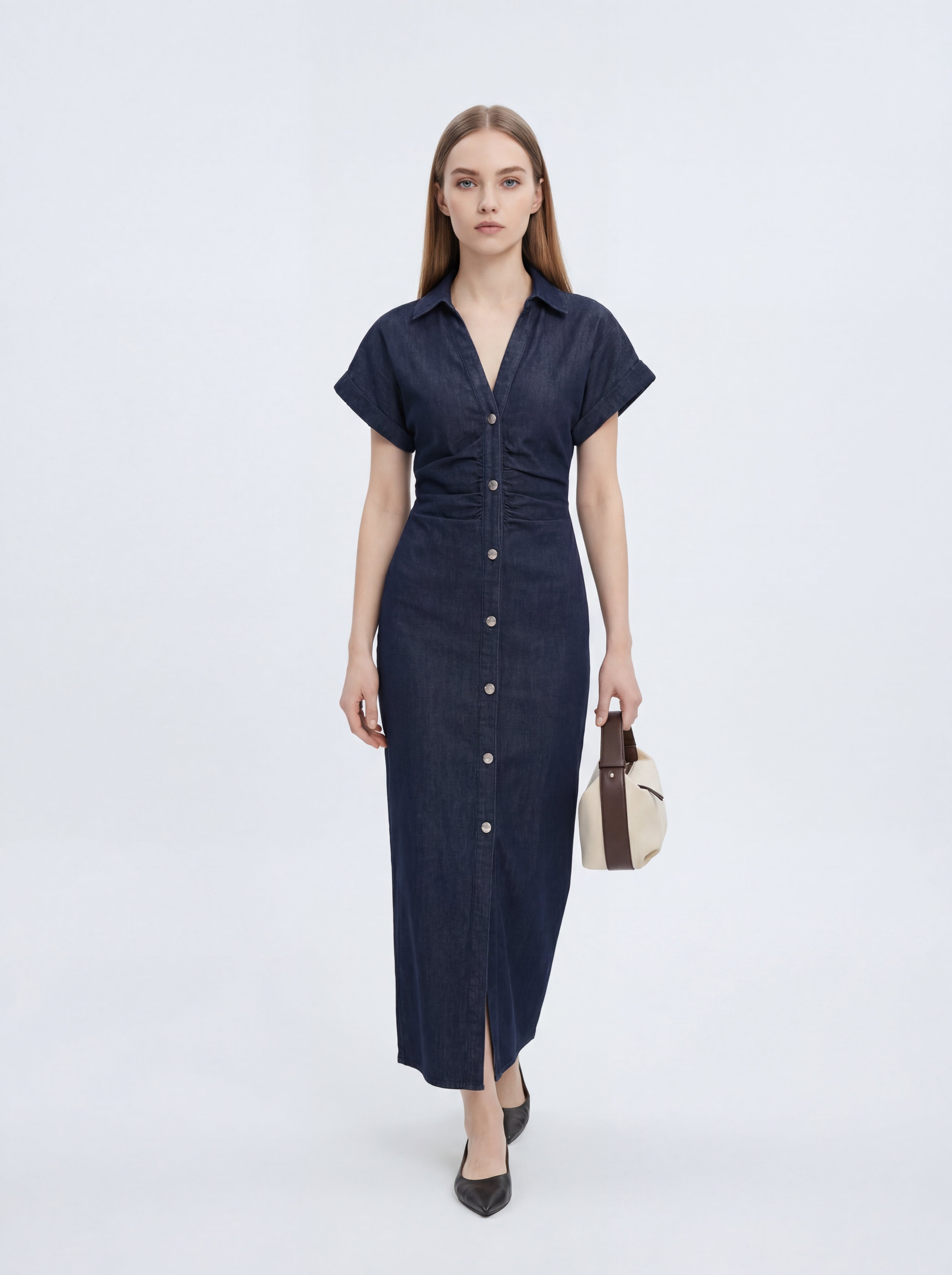 VESTIDO VALERIA DE MEZCLILLA CON CREMALLERA Y CINTURA