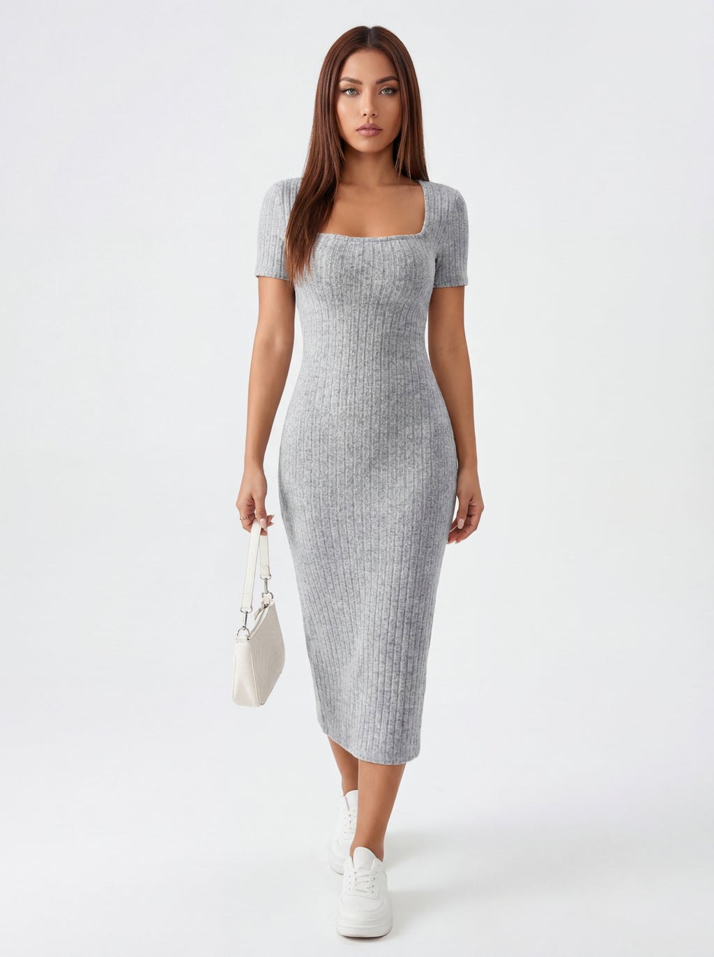 VESTIDO VALERIA DE PUNTO CON CUELLO CUADRADO