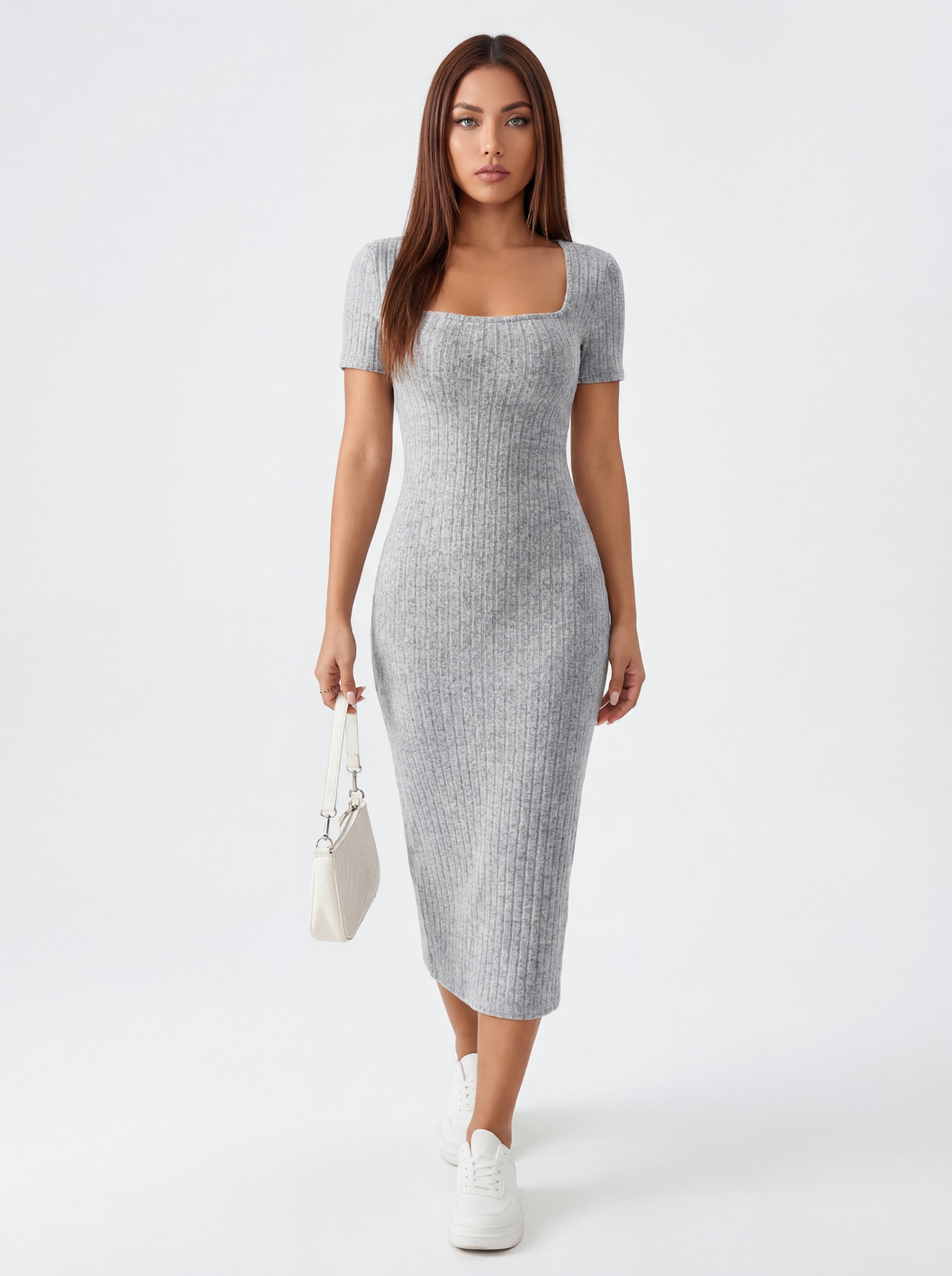 VESTIDO VALERIA DE PUNTO CON CUELLO CUADRADO